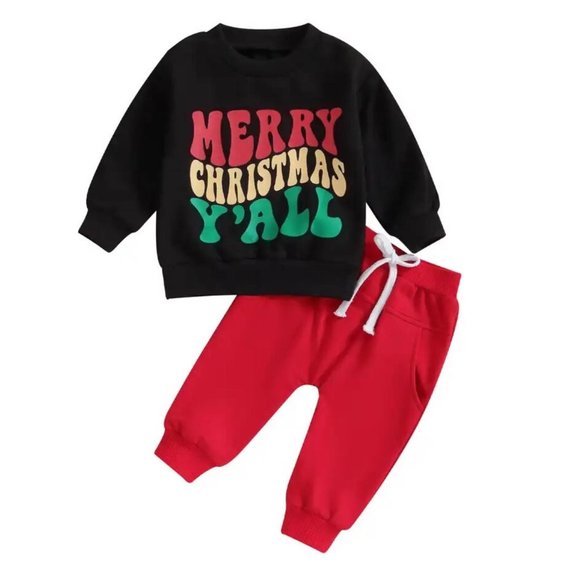 NEW Boy's Merry Christmas Y'all Outfit - Picture 1 of 1